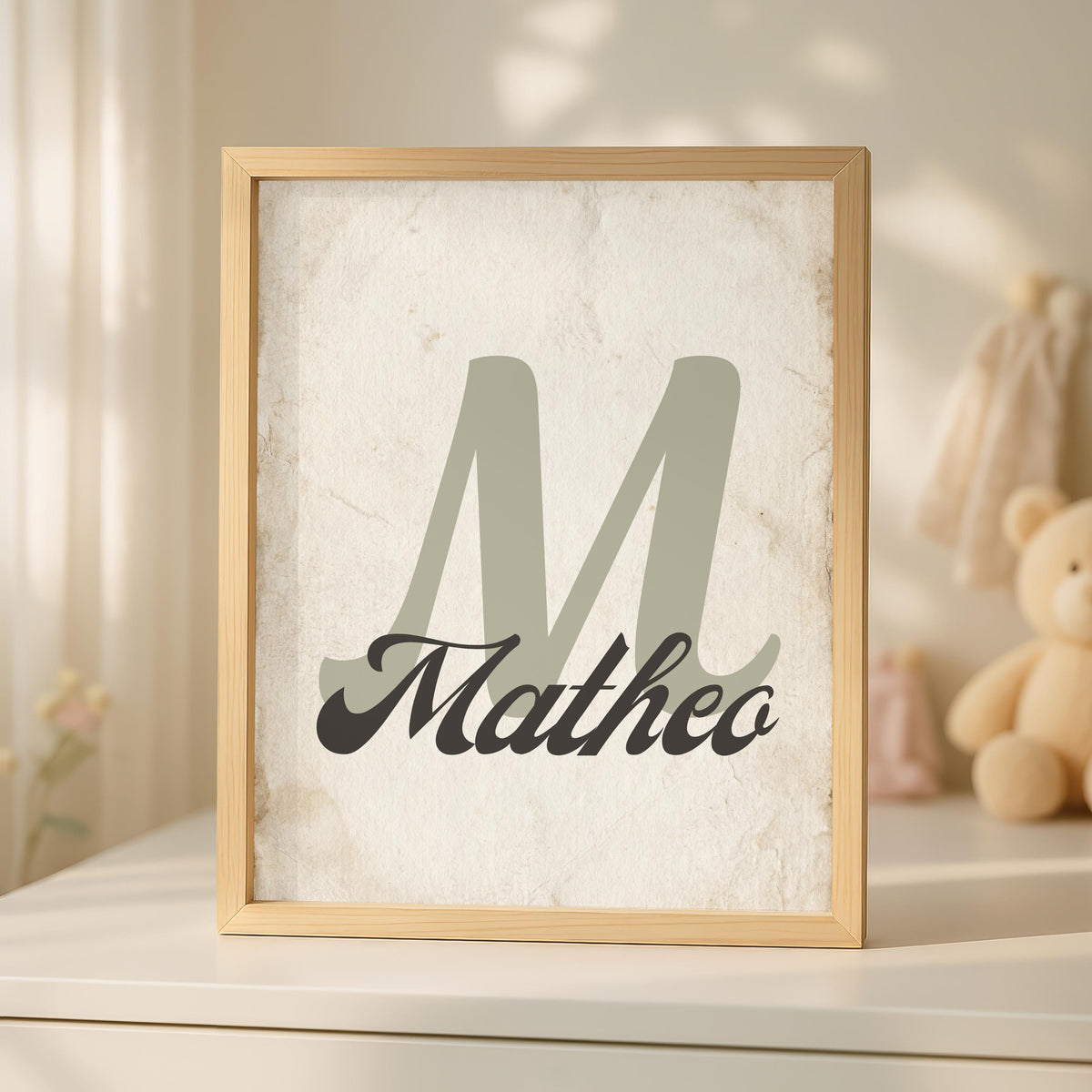 Personalized Race Car Nursery Art, Vintage Boy Name Sign (Digital Download)