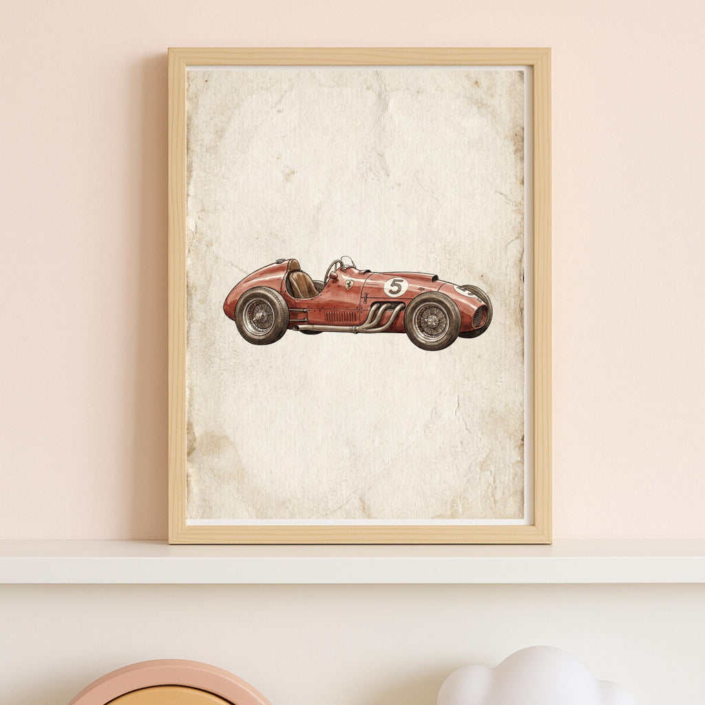 Personalized Red Race Car Print, Custom Name Boy Nursery Art (Digital Download)