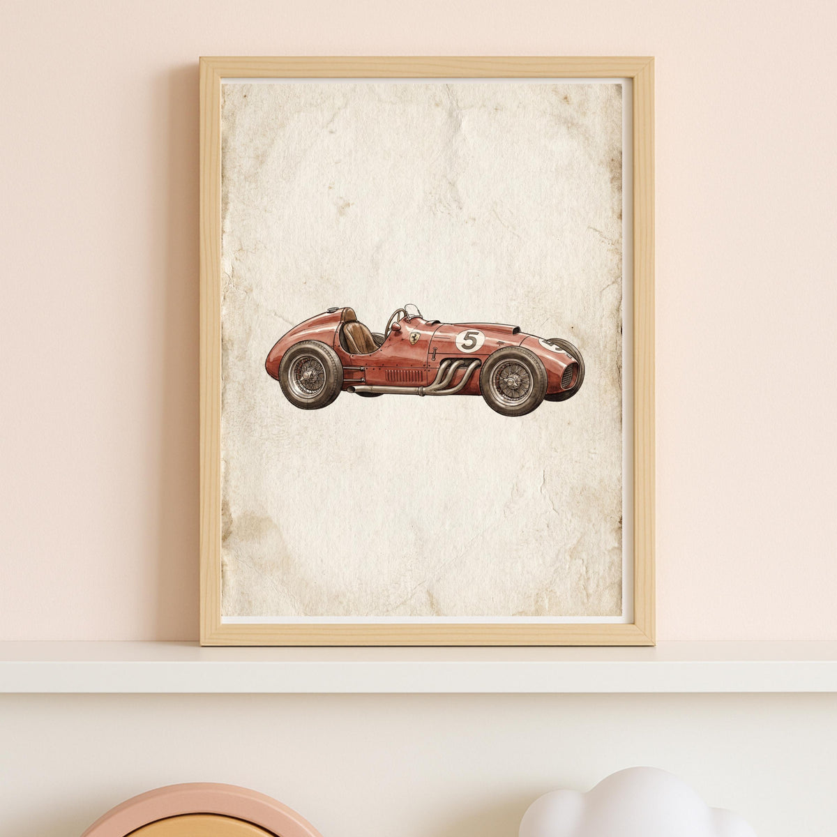 Personalized Red Race Car Print, Custom Name Boy Nursery Art (Digital Download)