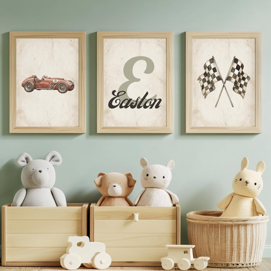 Personalized Red Race Car Print, Custom Name Boy Nursery Art (Digital Download)