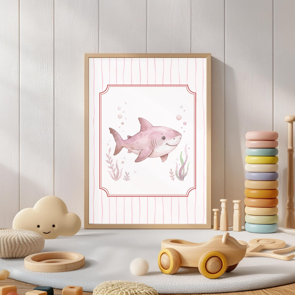 Coquette Nursery Prints, Pink Ocean Wall Art (Digital Download Set of 6)