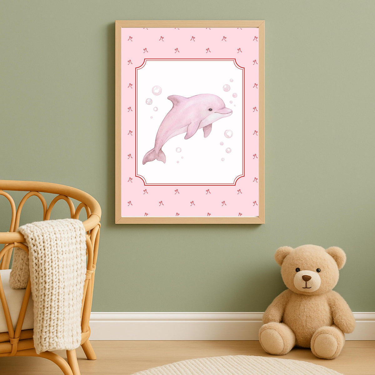 Coquette Nursery Prints, Pink Ocean Wall Art (Digital Download Set of 6)