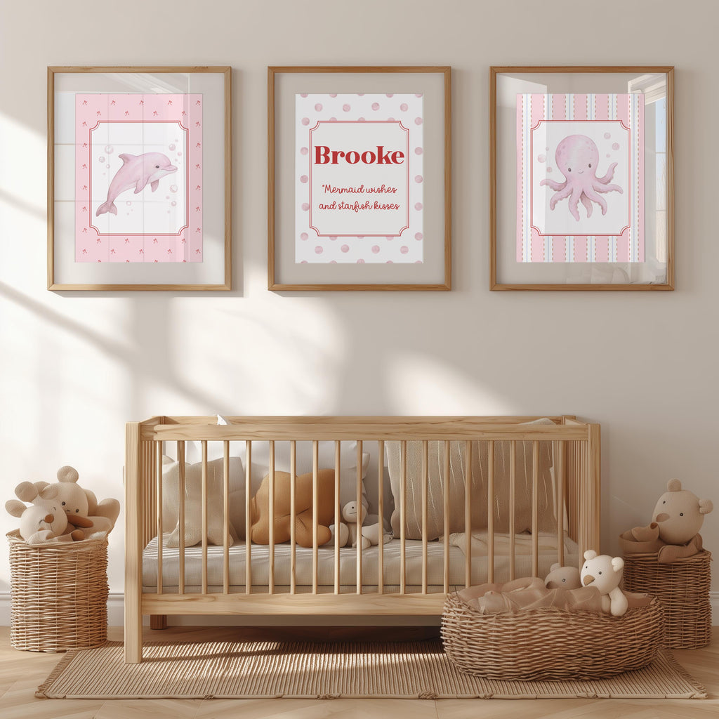 Personalized Coquette Name Sign, Pink Dolphin Print (Digital Download)