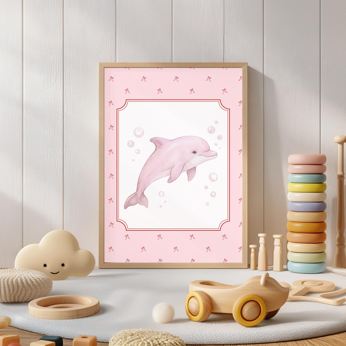 Personalized Coquette Name Sign, Pink Dolphin Print (Digital Download)