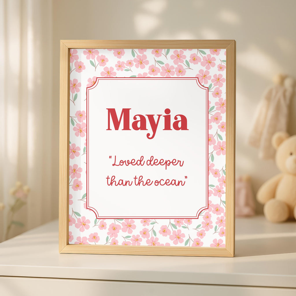 Personalized Girl Nursery Decor, Pink Whale & Seahorse Art (Digital Download)