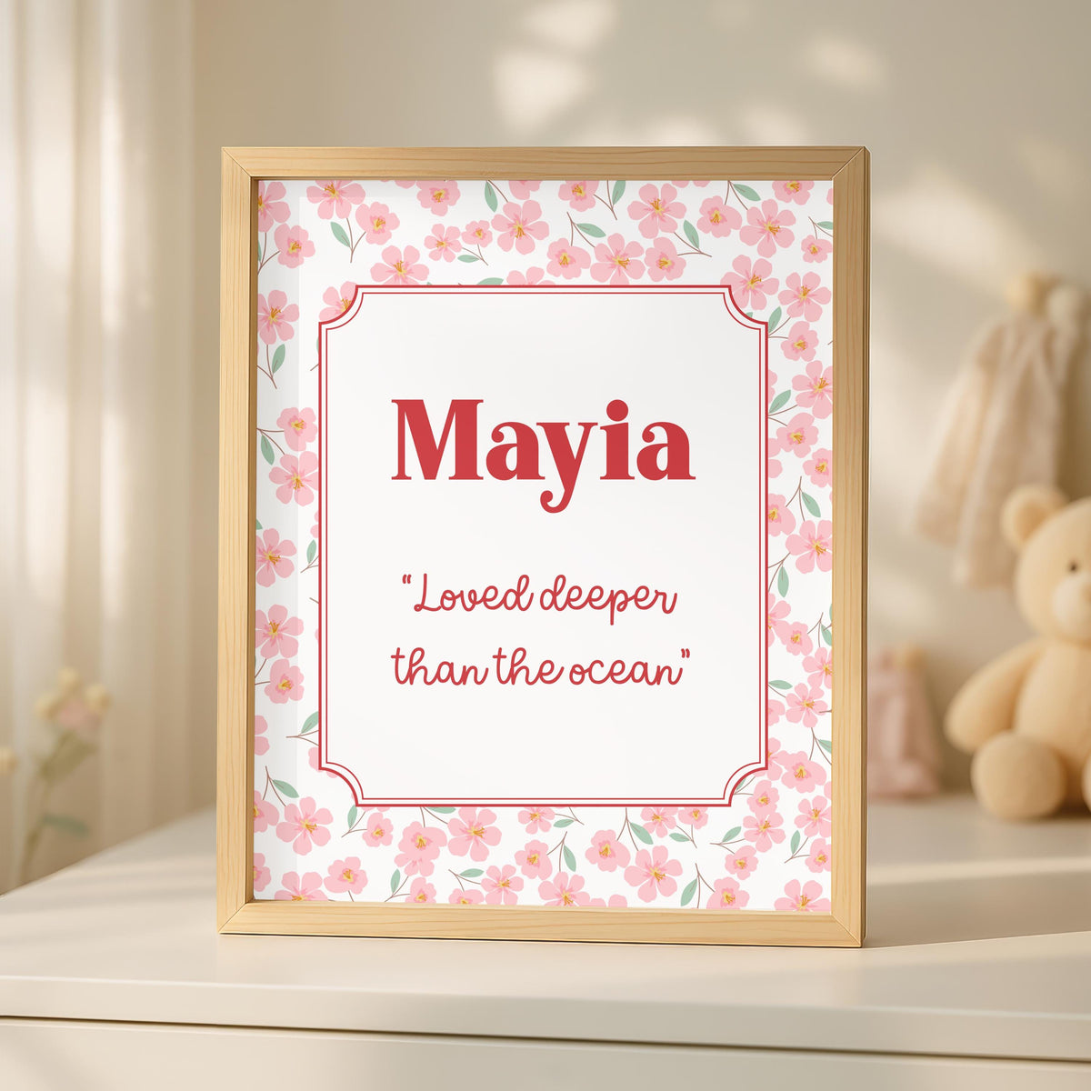 Personalized Girl Nursery Decor, Pink Whale & Seahorse Art (Digital Download)