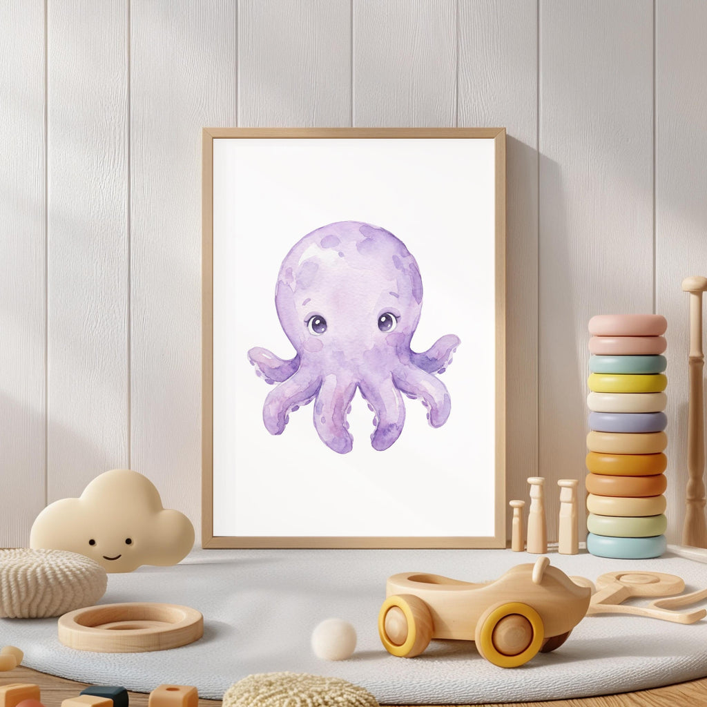 Personalized Octopus Starfish Nursery Print, Girl Ocean Room Decor (Digital Download)