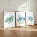 Personalized Whale Turtle Nursery Print, Ocean Name Sign (Digital Download)