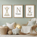 Personalized Giraffe Zebra Nursery Art, Custom Name Print (Digital Download)