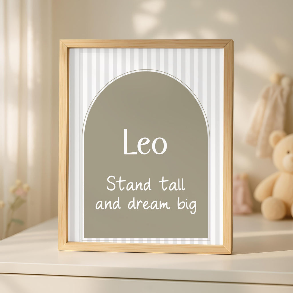 Personalized Lion Nursery Art, "Be Brave" Motto Print (Digital Download)