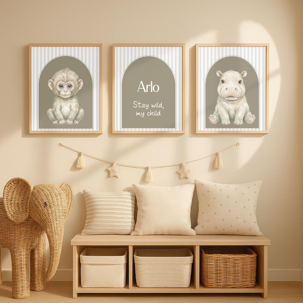 Personalized Monkey Nursery Art, "Stay Wild" Sign (Digital Download)