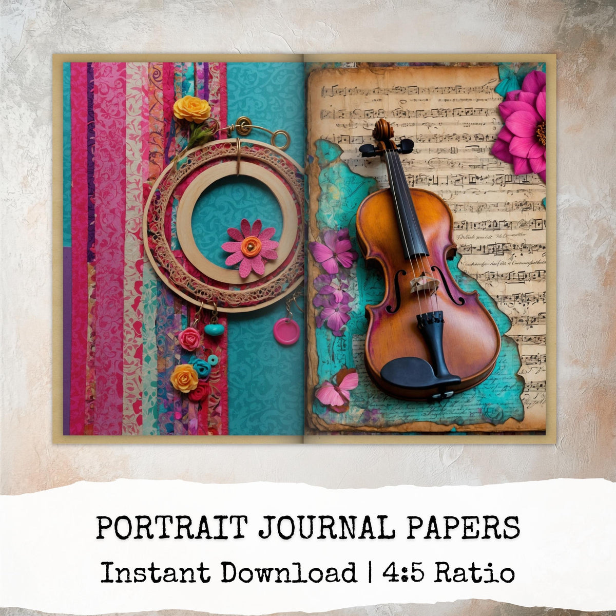 Whimsical Junk Journal Pages, Whimsical Background, Colorful Mixed Media Papers, Digital Collage, Ephemera, Digital Papers, Digital Download