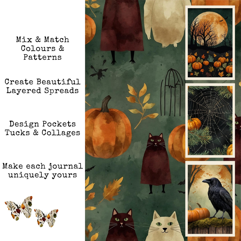 Halloween Junk Journal Printable Pages, Autumn Ephemera, Scrapbook Papers, Spooky Collage Sheet, Vintage Ephemera, Fall Digital Papers