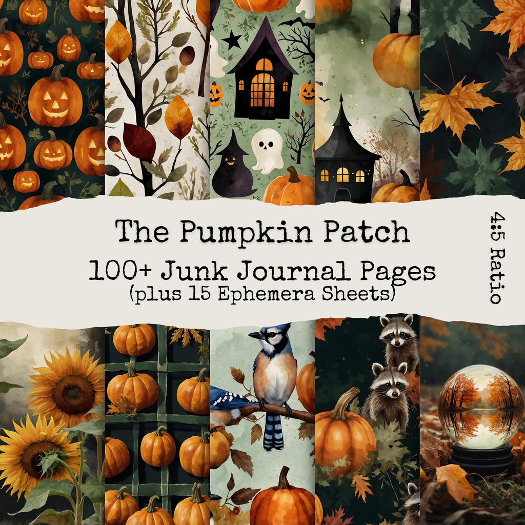 Halloween Junk Journal Printable Pages, Autumn Ephemera, Scrapbook Papers, Spooky Collage Sheet, Vintage Ephemera, Fall Digital Papers