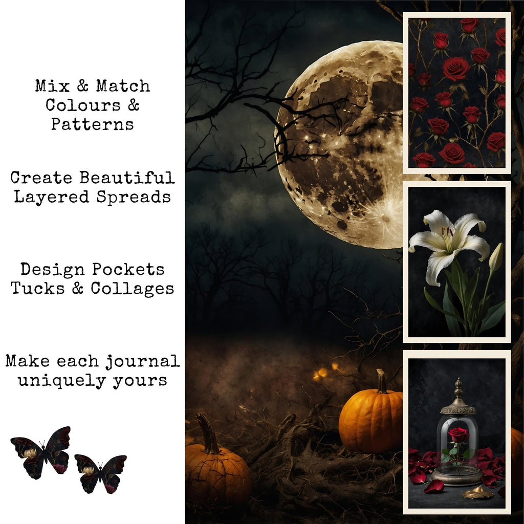 Goth Romance Halloween Junk Journal Pages, Victorian Digital Papers, Spooky Printable Pages, Gothic Ephemera Pack, Digital Download