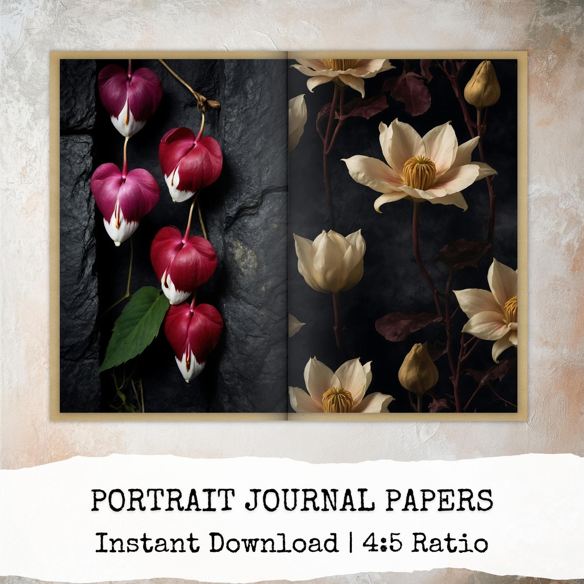 Goth Romance Halloween Junk Journal Pages, Victorian Digital Papers, Spooky Printable Pages, Gothic Ephemera Pack, Digital Download