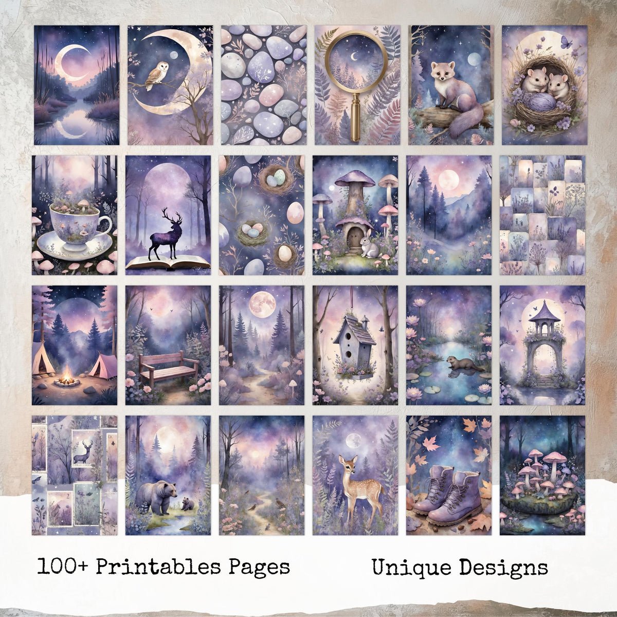Soft Botanical Junk Journal Pages, Vintage Floral Digital Papers, Pastel Cottagecore Printable Kits, Ephemera Pack, Digital Download