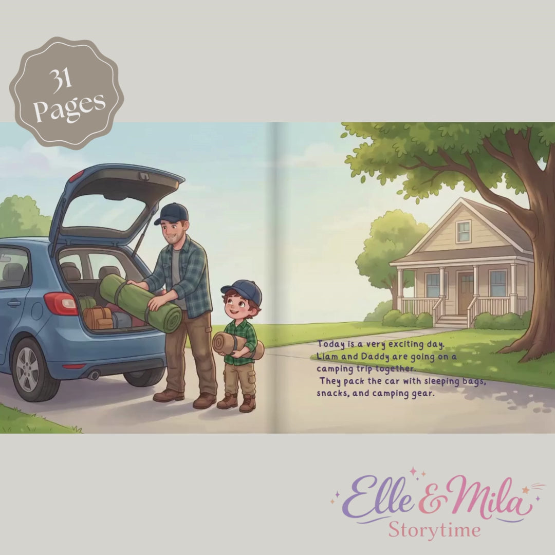 Daddy son camping adventure story book
