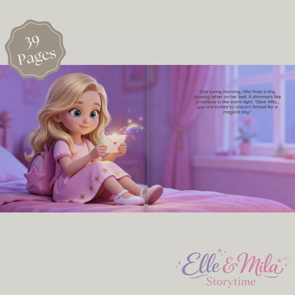 Unicorn book for girls school adventure gift personalized