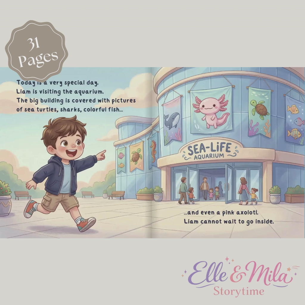 Axolotl book for boys aquarium adventure personalized