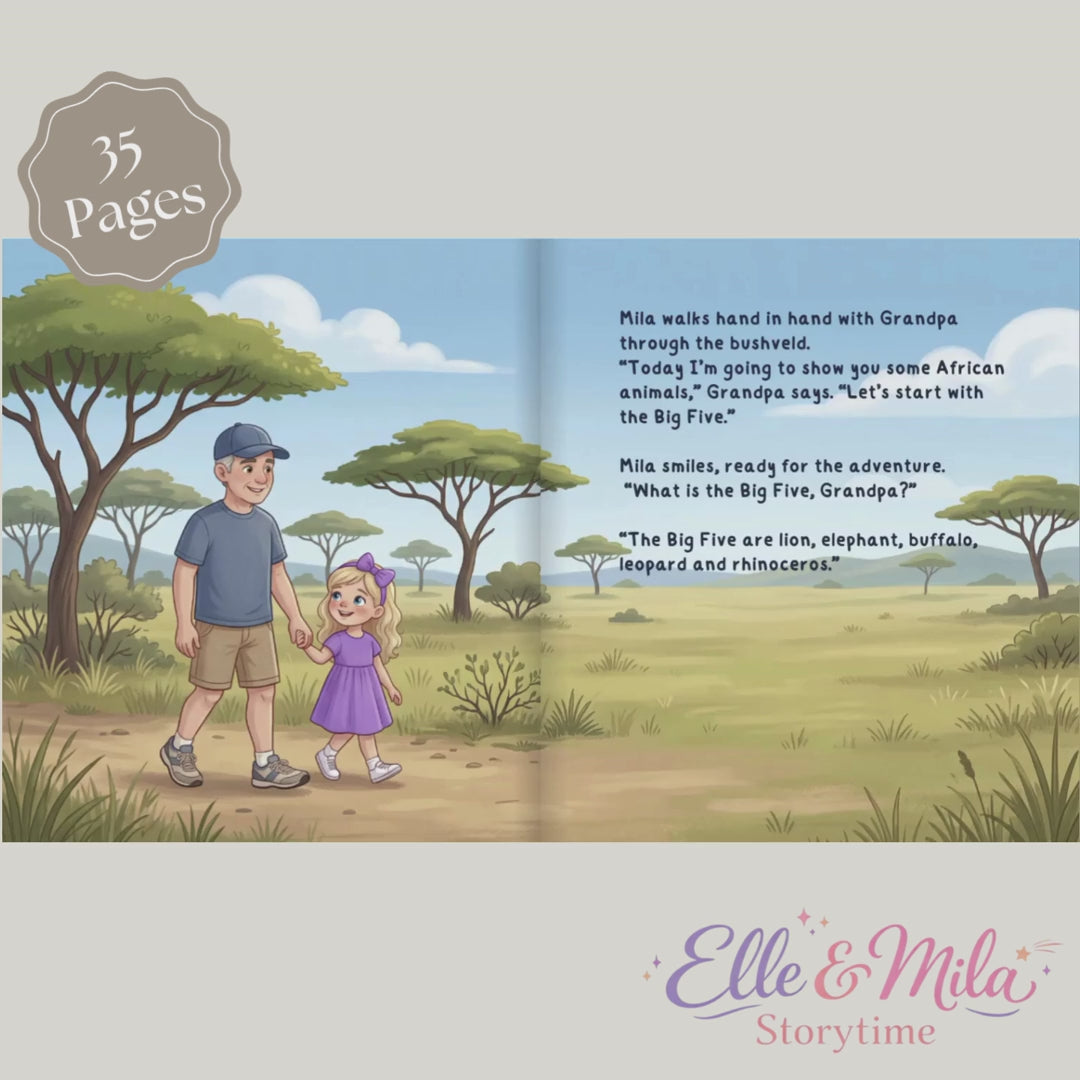 Grandpa and granddaughter safari adventure book african wildlife story personalized