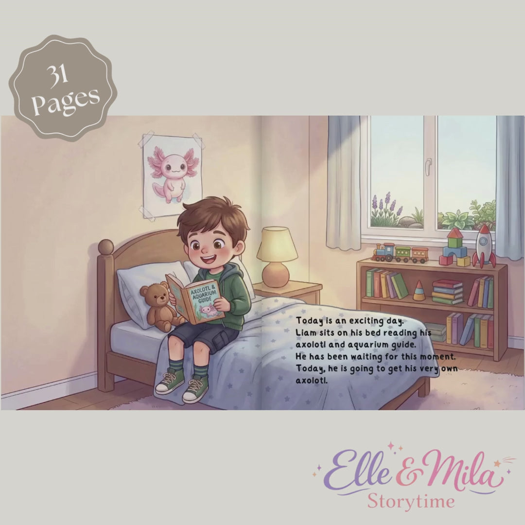 Axolotl book for boys pet story personalized