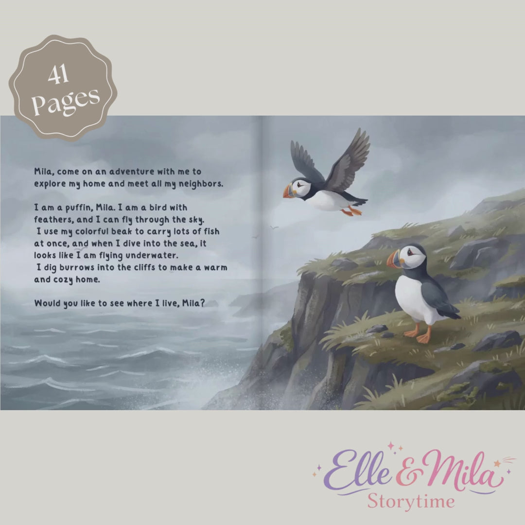 Puffin fact book ocean animal adventure learning personalized