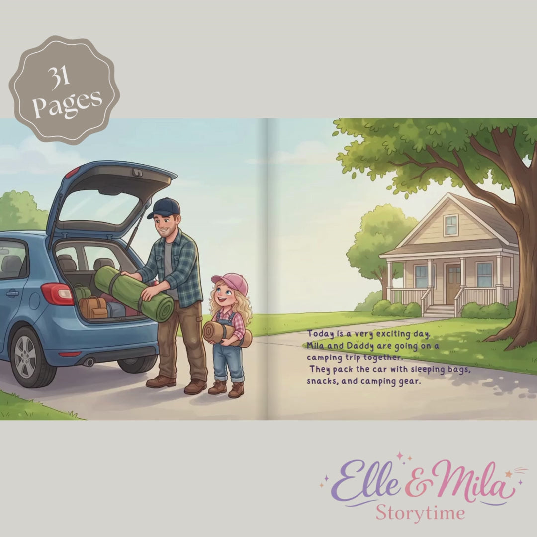 Daddy daughter camping adventure story book