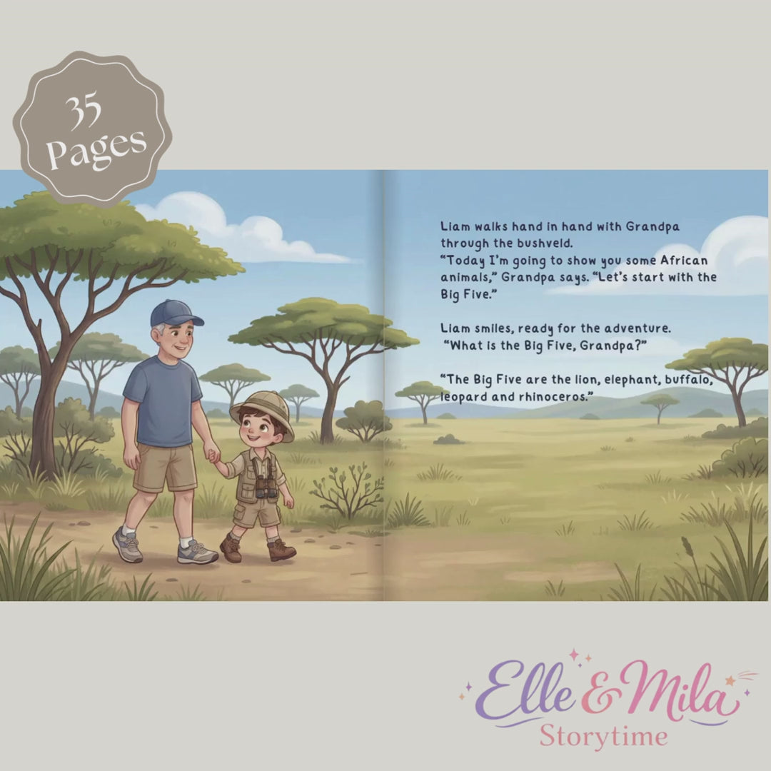 Grandpa and grandson safari adventure book african wildlife story personalized